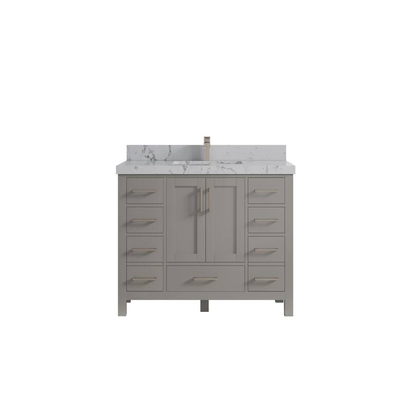 Willow Collections 42 in. W x 22 in. D Malibu Single Sink Bathroom Vanity with Countertop - 2" Venatino - Elephant Skin Gray