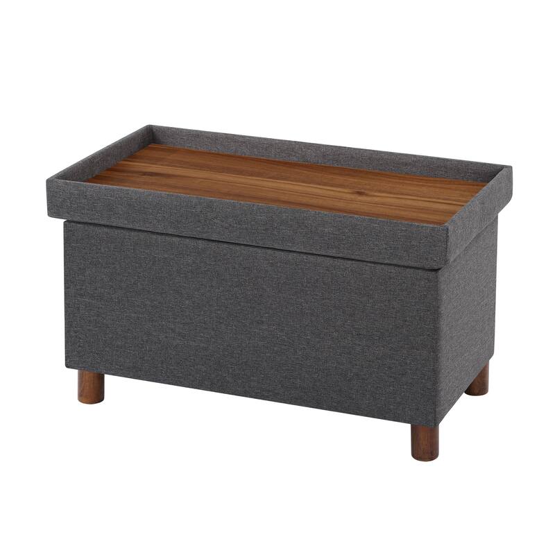 Adeco 30 Inches Storage Ottoman Bench for Living Room