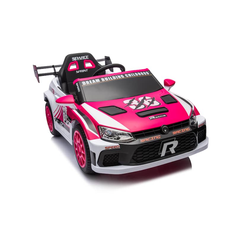 Dual Drive 12V Electric Ride-On Car with Openable Doors, Music, LED Lights, and Adjustable Speed for Kids Outdoor Fun