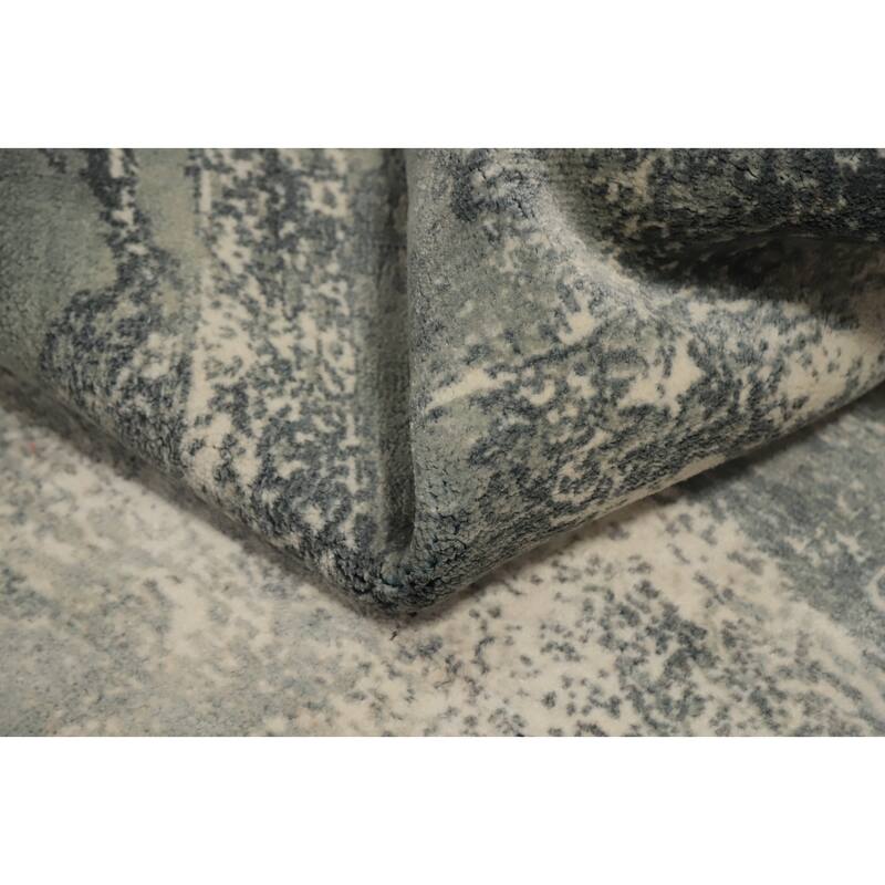 Hand Knotted Oriental Viscose Silk Carpet Modern Abstract Beige & Ivories Abstract Area Rug - 7' 2'' X 5' 4''