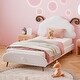 preview thumbnail 2 of 9, Twin Size Upholstered Bed White Frame Platform Bed with Sheep-shaped Headboard for Toddler Kids Children Bed, Wood Slat Support