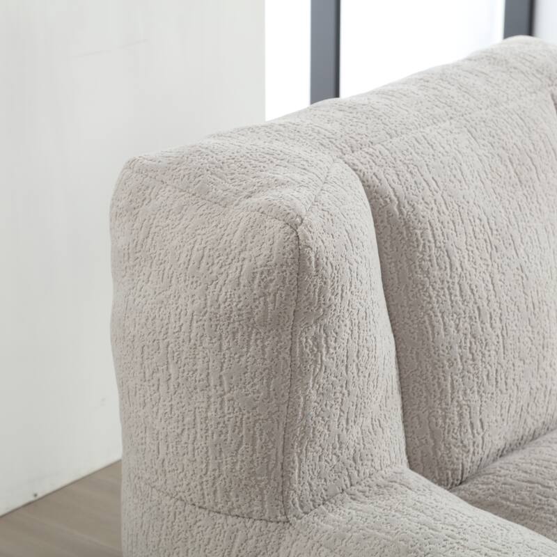 Fluffy Bean Bag Chair with Memory Foam and Ottoman, Super Soft Velvet Bean Bag for Adults & Kids, Comfortable Lazy Sofa