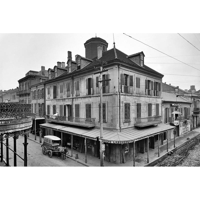 Napoleon House, Chartres Street. Black and White Gallery Wrapped Canvas