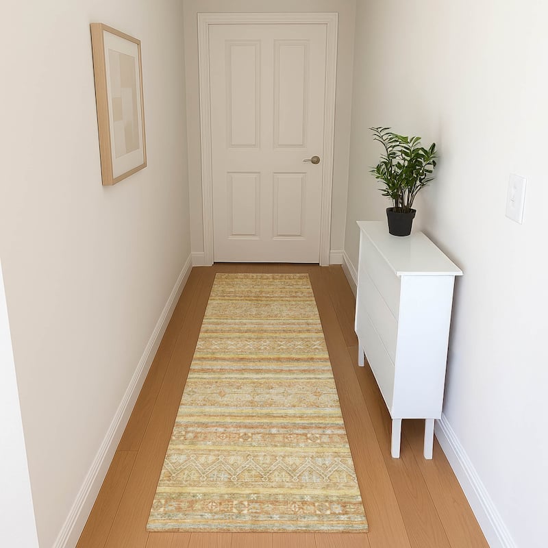 Premium Washable Super Soft Global Stripes Mayfield Rug - Wheat - 2'3" x 7'6"