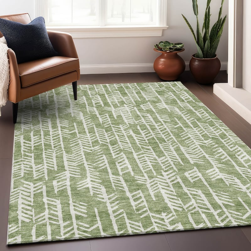 Premium Washable Super Soft Modern Arrows Mayfield Rug - Green - 8' x 10'