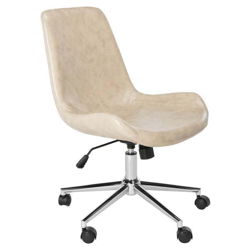 SAFAVIEH Mireya Brown/ Chrome Swivel Office Chair - 22Wx26Dx32H