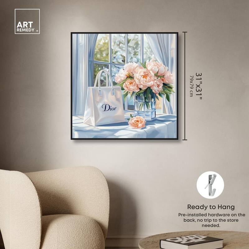 Bag and Peonies Canvas by Art Remedy