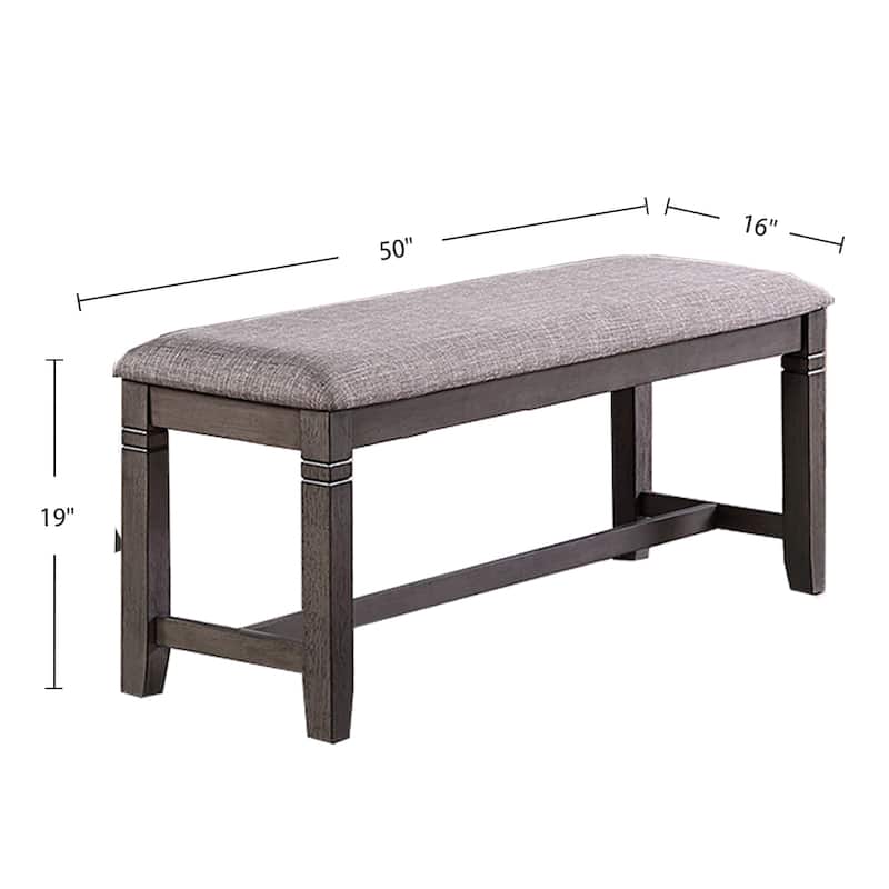 6 Piece Wooden Dining Set with Fabric Upholstered Chairs in Grey
