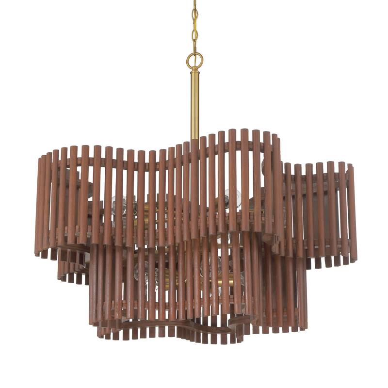 Craftmade 58410 Freeform 10 Light 36" Wide Waterfall Chandelier - Satin Brass / Walnut