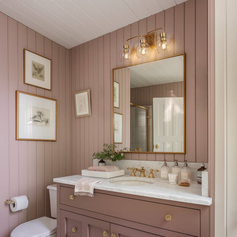 Black/Gold 3-Light Modern Farmhouse Bathroom Vanity Lights Glass Linear Wall Sconces - 24.5" L x 6" W x 9.5" H