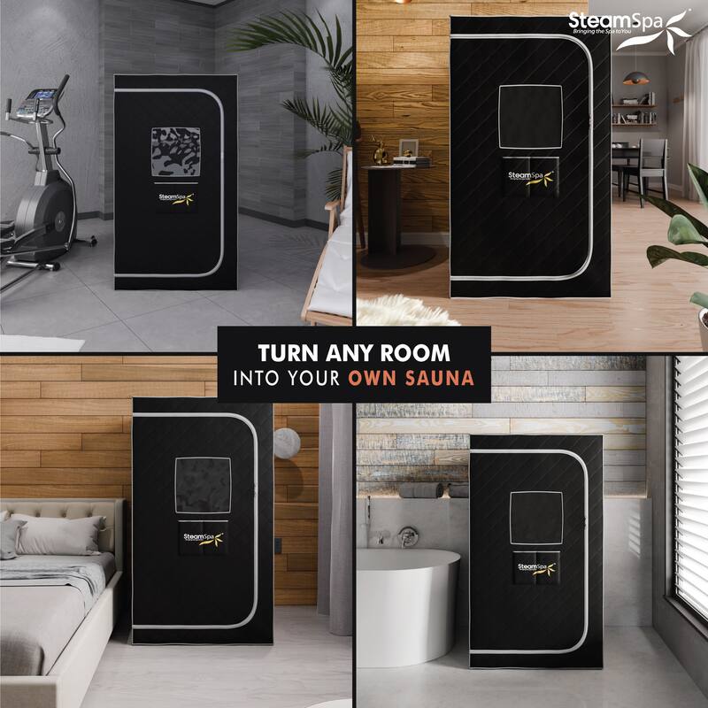 SteamSpa Portable 1-Person 900 Watt Home Steam Sauna with Digital Controller, Black