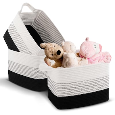 Cheer Collection 3 Piece Cotton Rope Storage Basket Set for Home Organization