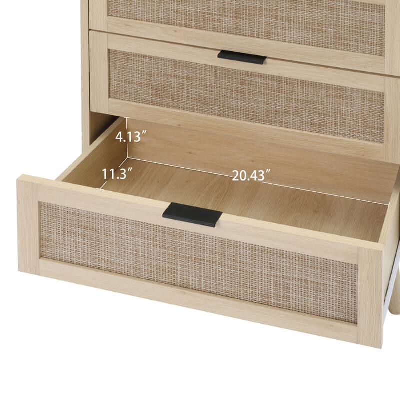 Rattan 3-Drawer Cabinet with Moisture-Proof Finish & Anti-Tipping Device for Safe Storage