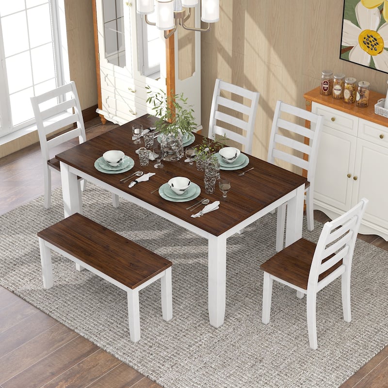 Farmhouse 6-Piece Dining Set with Rectangular Dining Table and ...