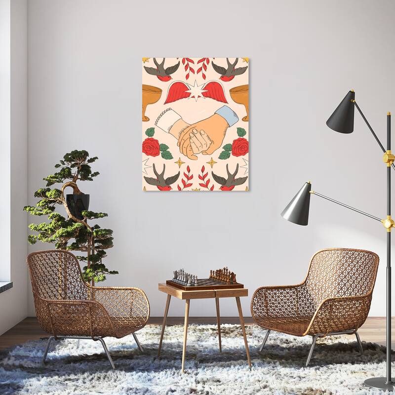 Wynwood Studio Canvas Fantasy and Sci-Fi Nuptials Red Wall Art Canvas Print - 30 x 36