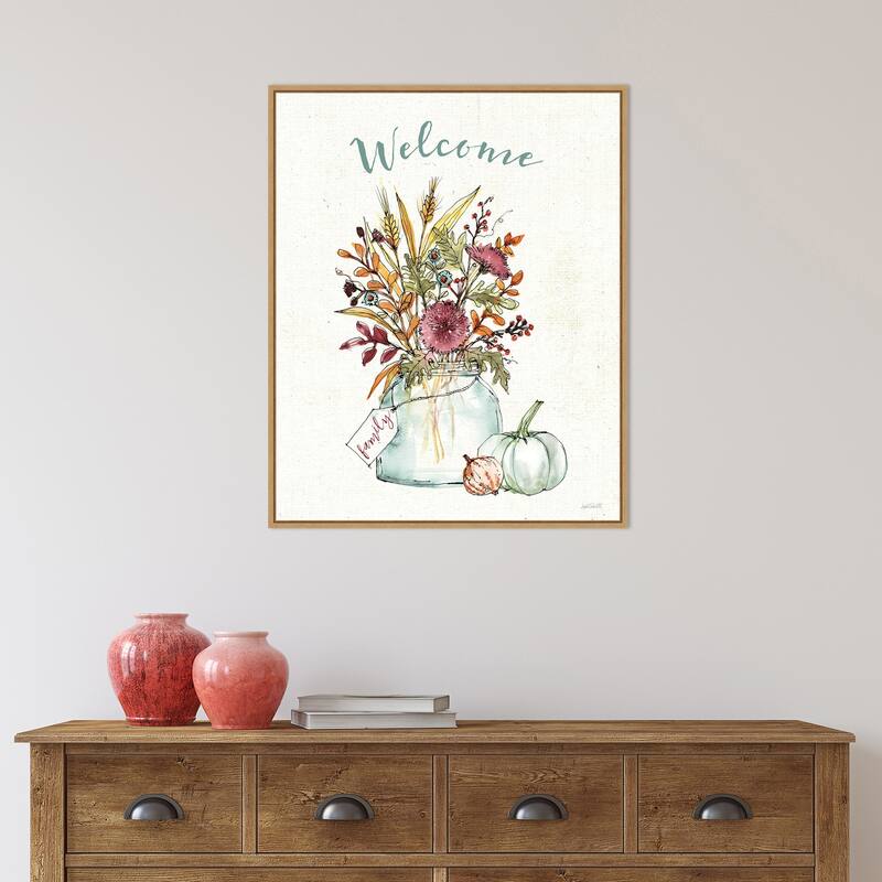 Festive Foliage III Welcome by Anne Tavoletti Canvas Art Framed - 23 x 28 in