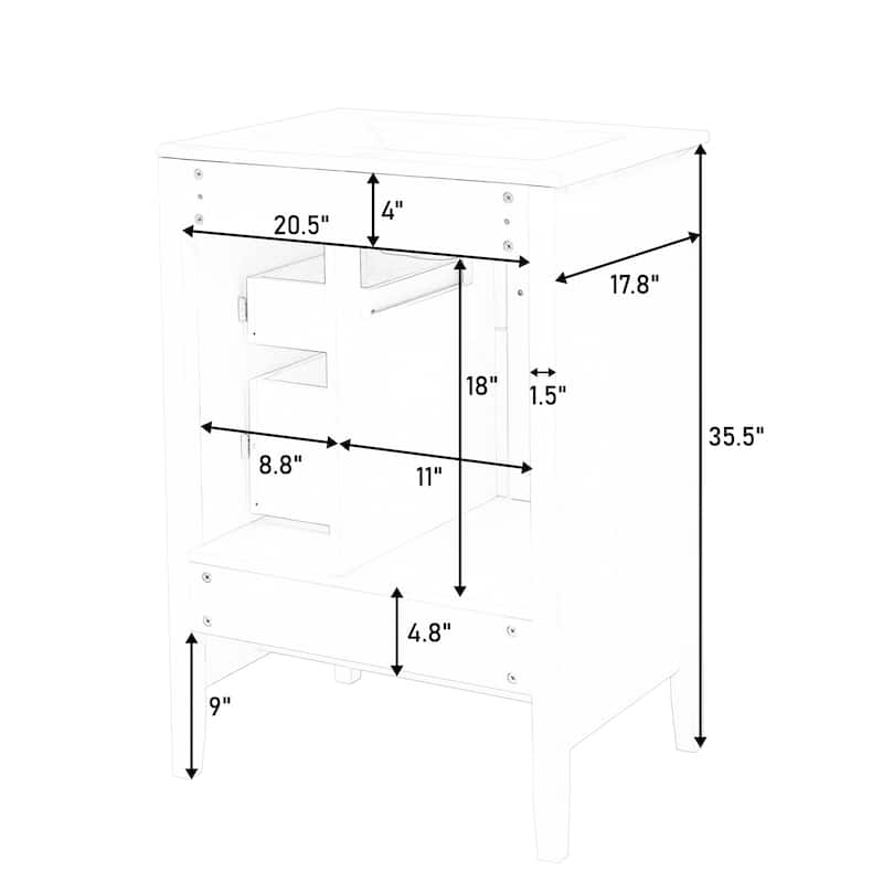 Bathroom Vanity Set with Arched Medicine Cabinet 24-Inch Vanity with Countertop
