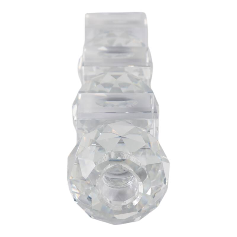 Crystal Glass Pillar and Taper Candle Holder Faceted Modern Design