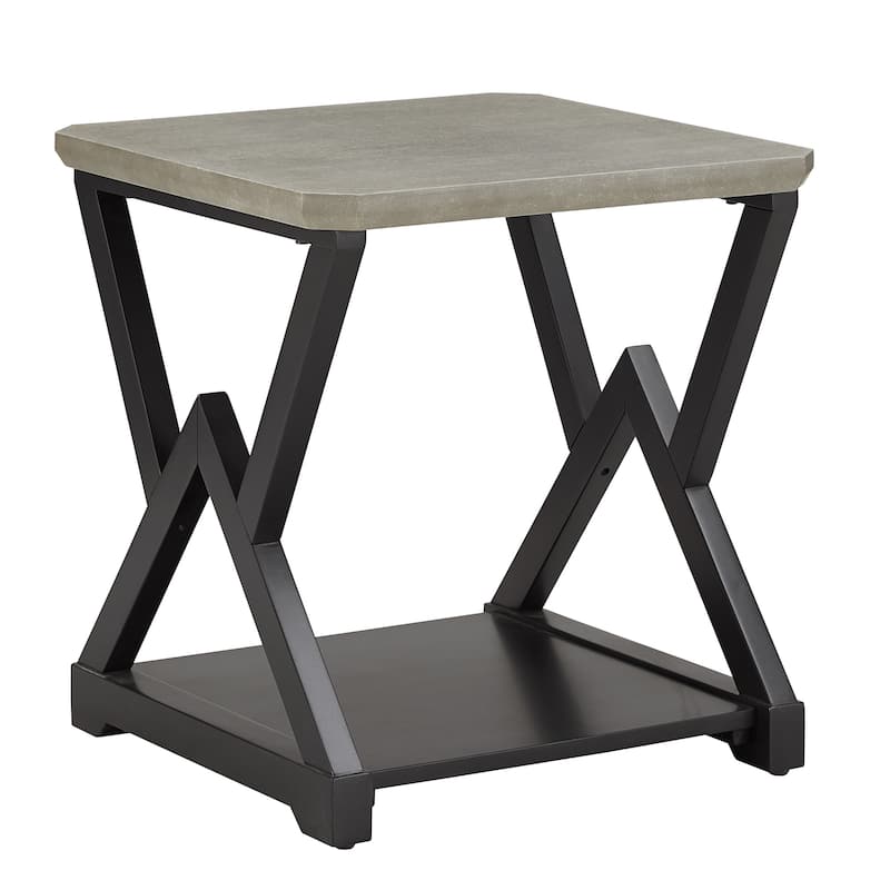 Brasov Black Finish Light Grey Fiber Cement Top Table by iNSPIRE Q Modern