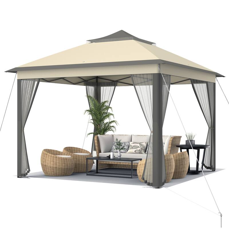Costway 11'x11' 2-Tier Pop-Up Gazebo Tent Portable Canopy Shelter - See Details