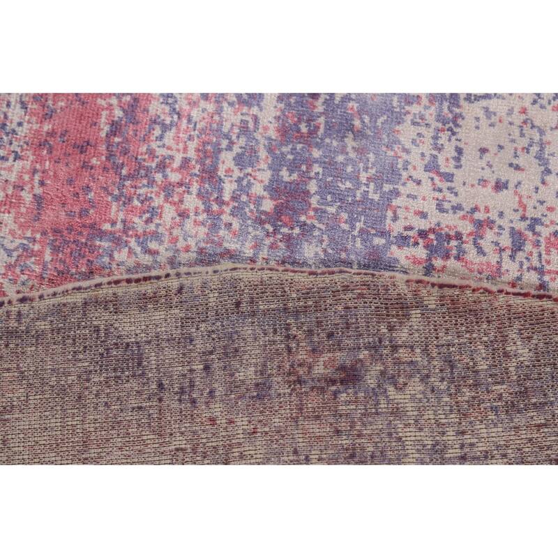 Contemporary Abstract Round Area Rug Handmade Wool Carpet - 6'6" x 6'6"