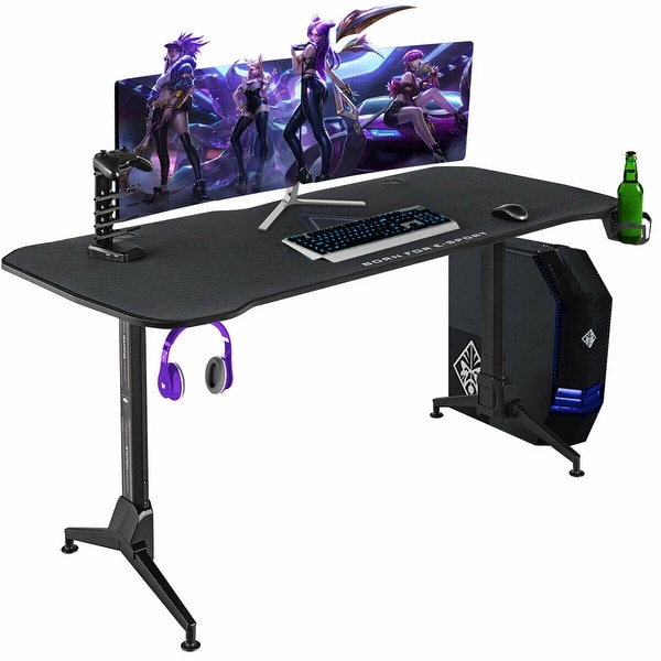 Gymax Gaming Desk 62.5'' T-Shape Height Adjustable w/ Mouse Pad Handle. Opens flyout.