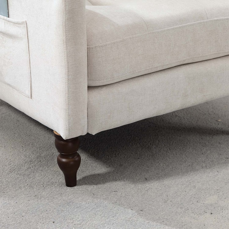 Accent Chair with USB Charging,Ergonomic Backrest,and Retro Wooden Legs