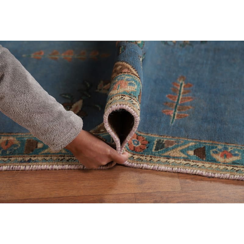 Blue Geometric Tabriz Persian Rug Traditional Handmade Wool Carpet - 7'8"x 10'8"