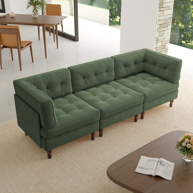 Oversized Modular Sectional Corduroy Fabric Tufted Sofa