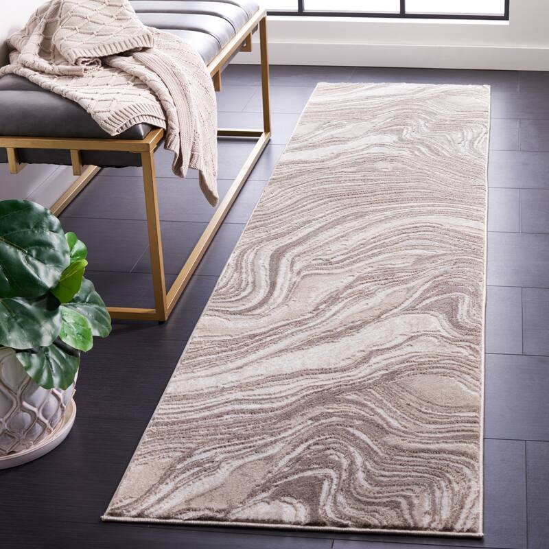 SAFAVIEH Meadow Marjolein Modern Abstract Rug - 2' x 8' Runner - Beige