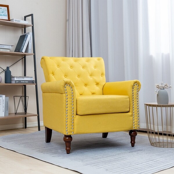Yellow tufted outlet accent chair