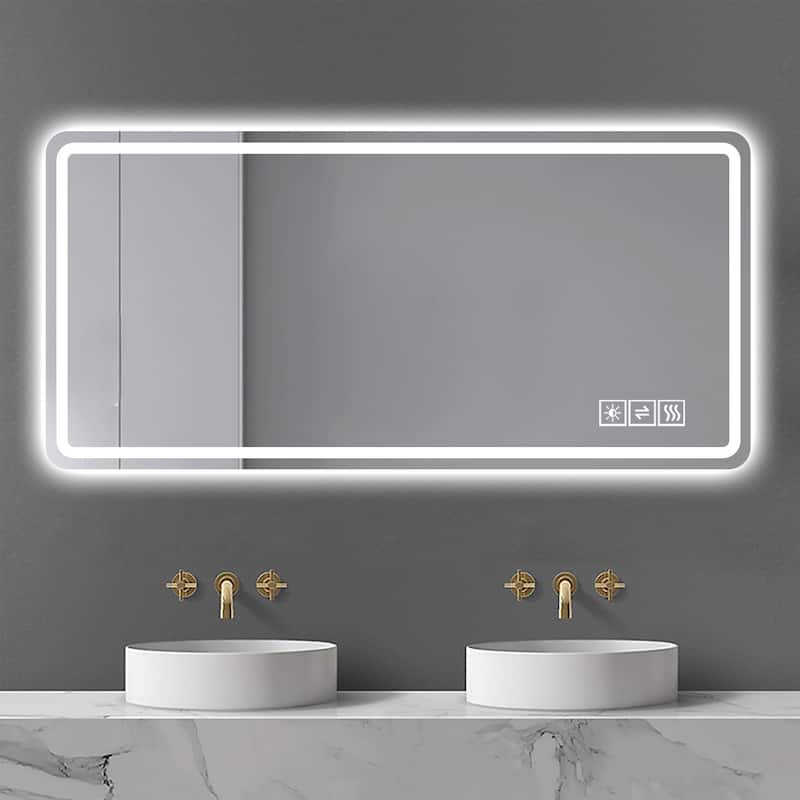 28 * 60inch LED Bathroom Vanity Mirror ,wall mirror,Anti-Fog, Dimmable,Shatter-Proof Tempered Glass - Silver