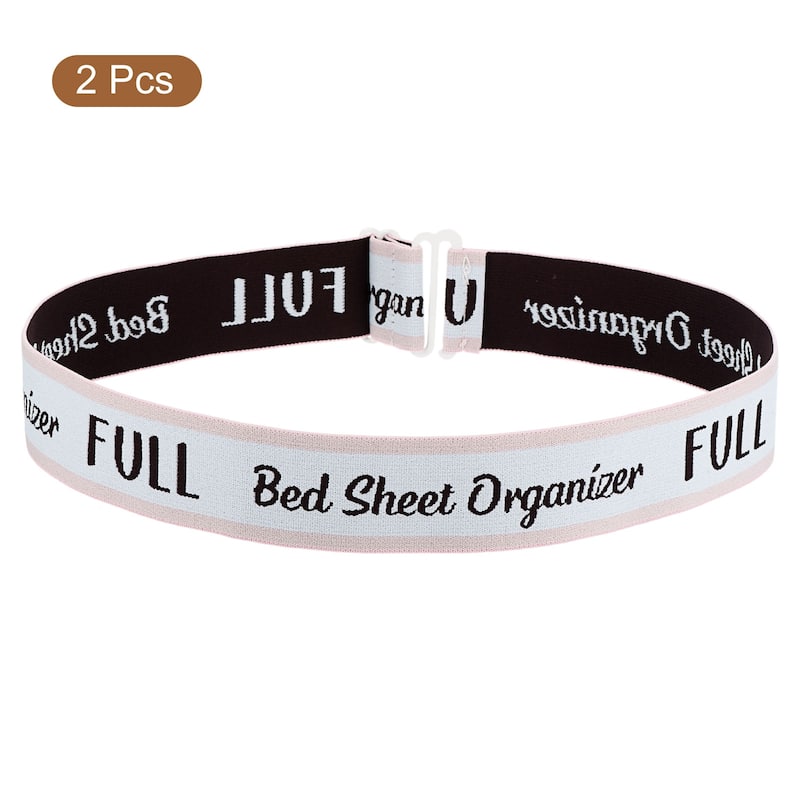Adjustable Bed Sheet Organizer Bands 350x40mm,Pink/White, FULL - Pink/White