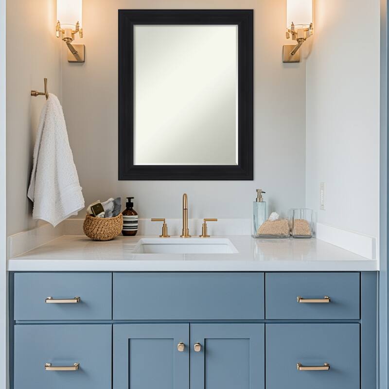 Abbey Half-Inch-Bevel Framed Bathroom Vanity Wall Mirror - Abbey Black - 23 x 29 in
