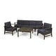 preview thumbnail 11 of 27, Perla Acacia Wood 7-piece Outdoor Chat Set by Christopher Knight Home Grey + Dark Grey