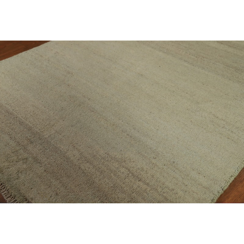 Modern Green Gabbeh Oriental Foyer Rug Handmade Wool Carpet - 2'8"x 4'0"