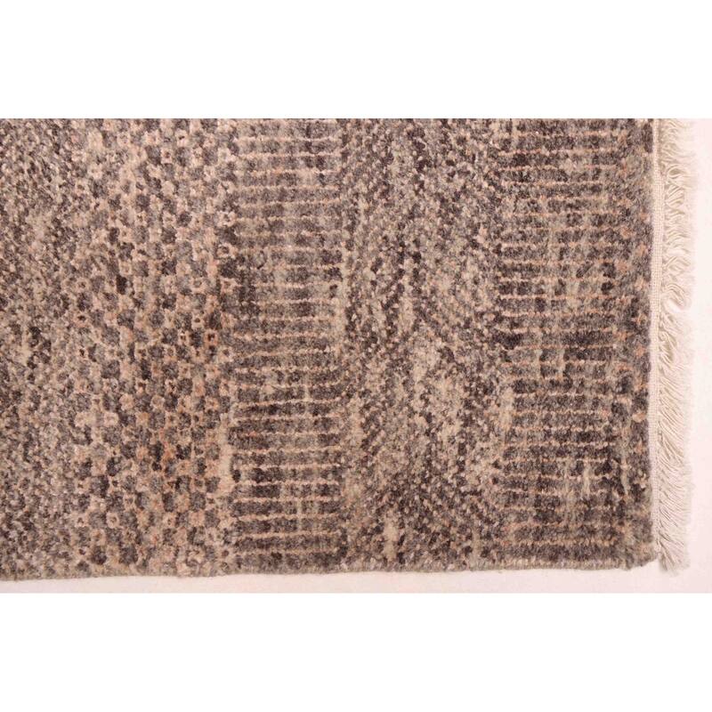 ECARPETGALLERY Hand-knotted Finest Silk Shadow Dark Grey Viscose, Wool Rug - 8'0 x 9'9