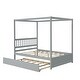 preview thumbnail 5 of 13, Nestfair Full Size Canopy Bed with Twin Trundle, Kids Solid Wood Platform Bed Frame w/ Headboard, No Box Spring Needed