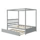preview thumbnail 12 of 16, Solid Wood Full Size Canopy Platform Bed Frame with Twin Trundle Bed