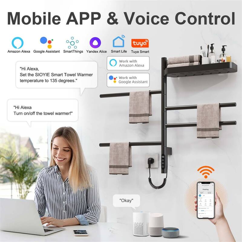 Smart Rotating Heated Towel Rack for Bathroom,Towel Warmer