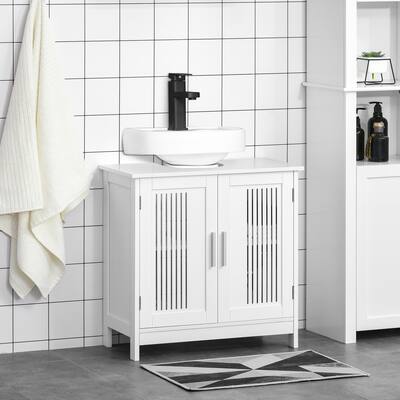 kleankin Modern Under Sink Cabinet with 2 Doors, Bathroom Vanity Unit, Pedestal Under Sink Design - 23.5"L x 11.75"W x 23.5"H