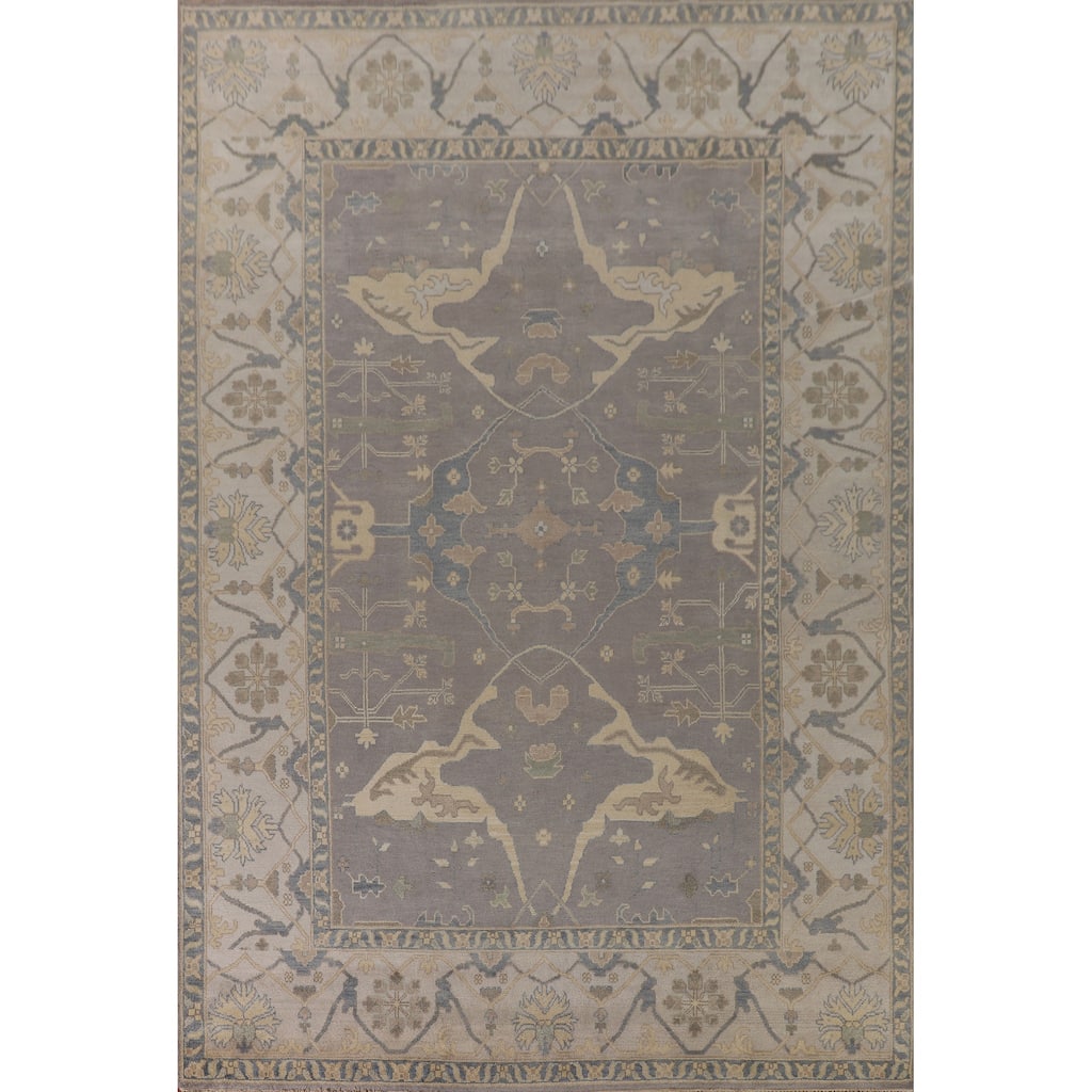 Gray Oushak Indian Large Area Rug Handmade Wool Carpet - 9'11"x 13'9"