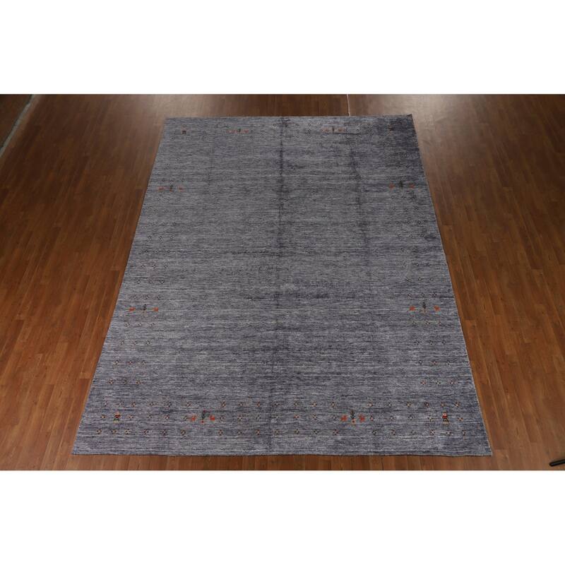 Hand Knotted Oriental 100% Wool Carpet Tribal Tribal Navy Blue & Blues Gabbeh Area Rug - 12' 1'' X 9' 1''