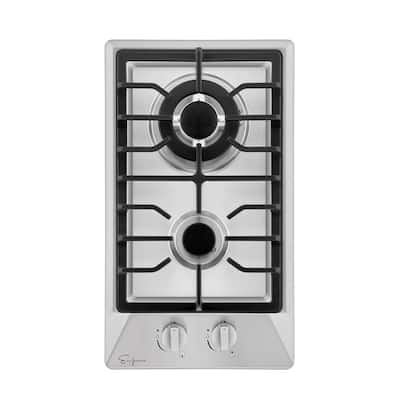 12 in. Gas Cooktop 2 Sealed Burners LPG Convertible Stove in Stainless Steel