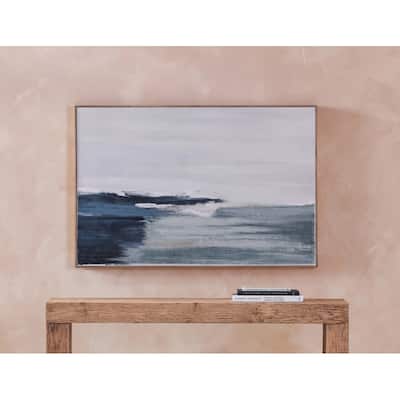 Aurelle Home Modern Beachy Waves Framed Canvas Print