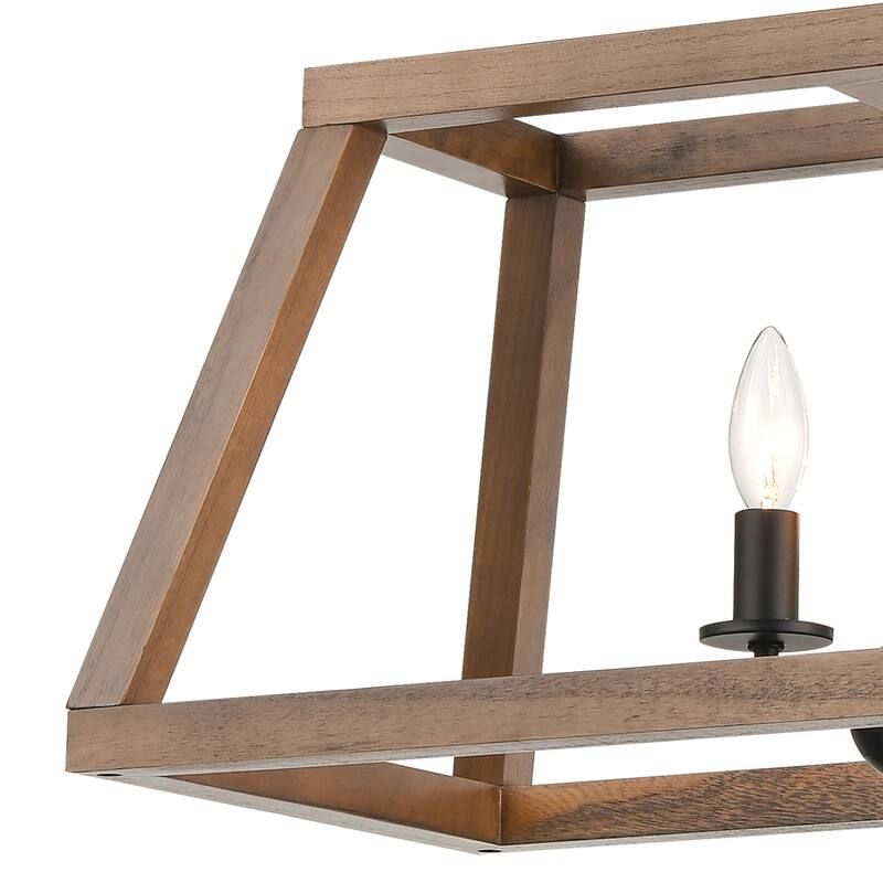 Elk Home Barrow Matte Black Wood 6 Light Chandelier