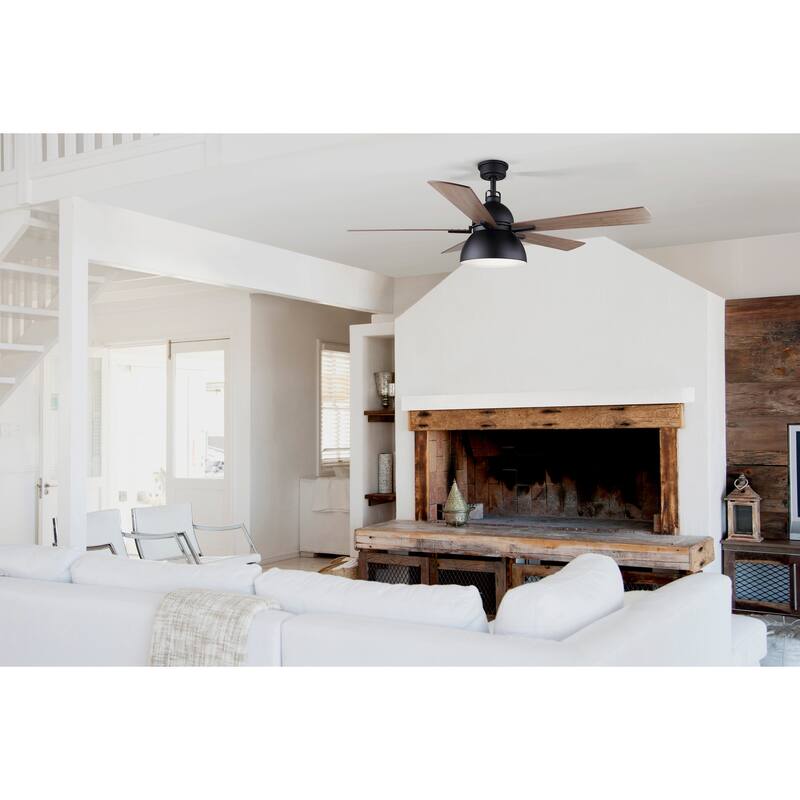 Lyric 52 in. Indoor Standard Matte Black Ceiling Fan with Vintage LED Bulbs Includedwith Remote Included