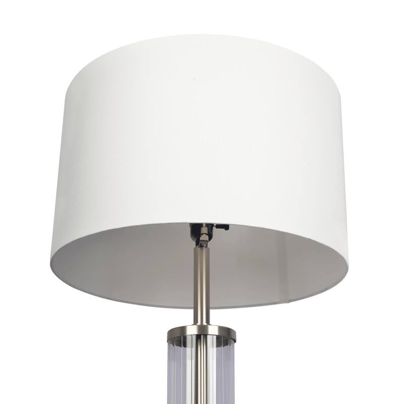 Brushed Nickel Floor Lamp with 3-Way Rotary Switch, Clear Glass Body - Silver grey,White
