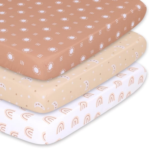 slide 2 of 5, The Peanutshell Boho Mini Crib, Playard Sheet 3 Pack Set