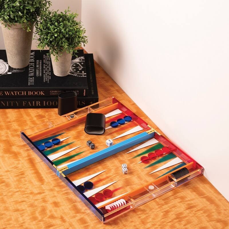 Curata Multi-Colored Acrylic Backgammon Set
